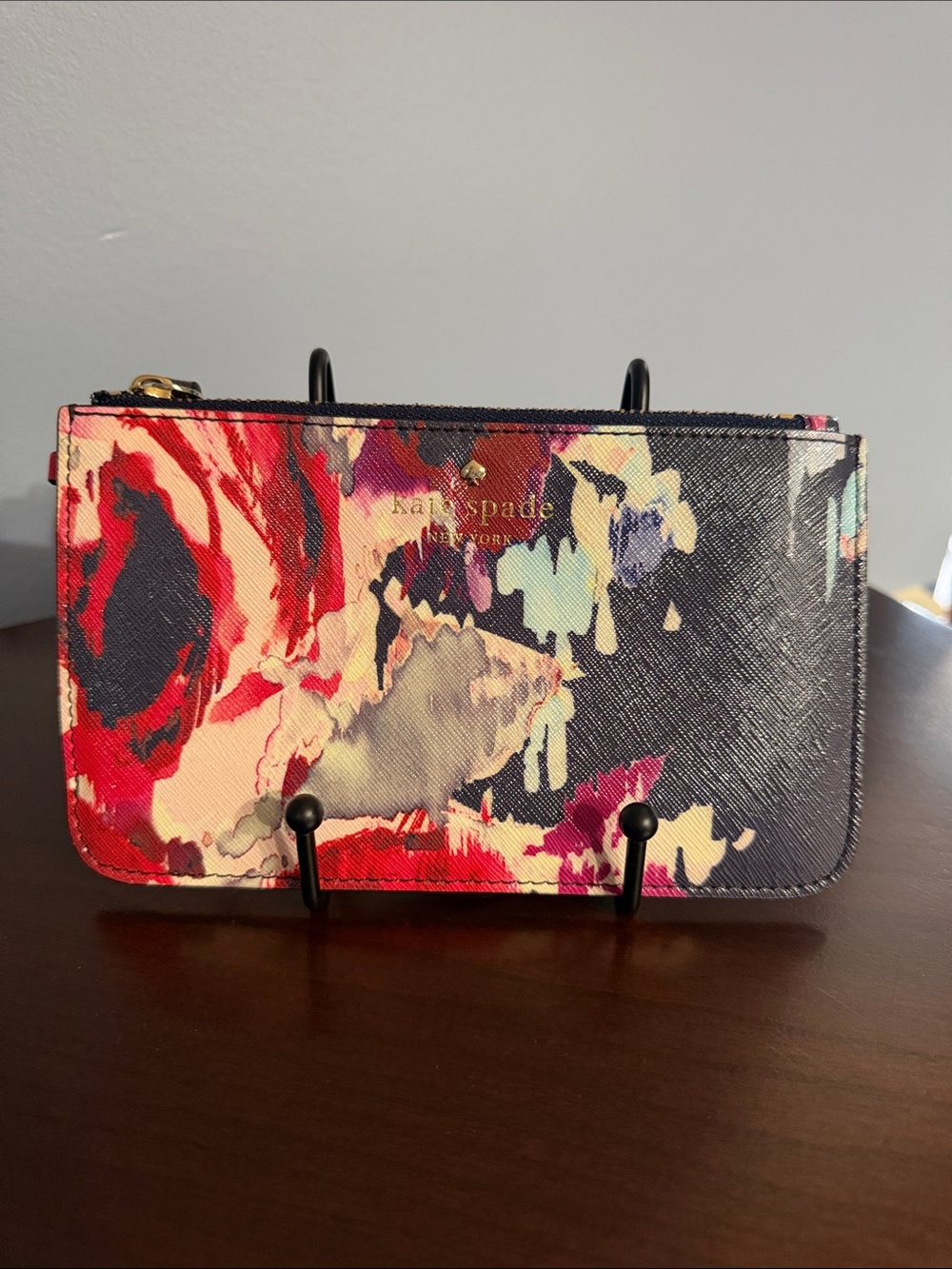 kate spade Floral Print Zip Wristlet in Navy, Red, Cream, Pink